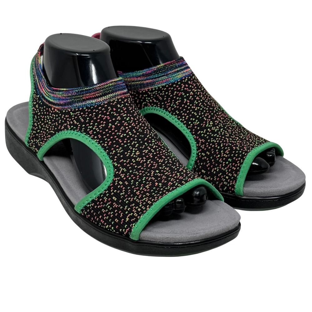 TRAQ by Alegria Womens Queen Dream Knit Sandal Eu 41 US 10 Dopamine Artsy Neon‎